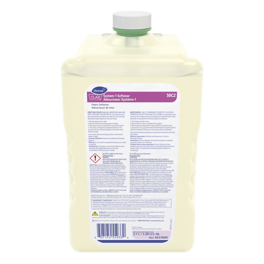 Clax® System-1 Softener 50C2 50C2, 3100ml, 2/CT - Assouplissant